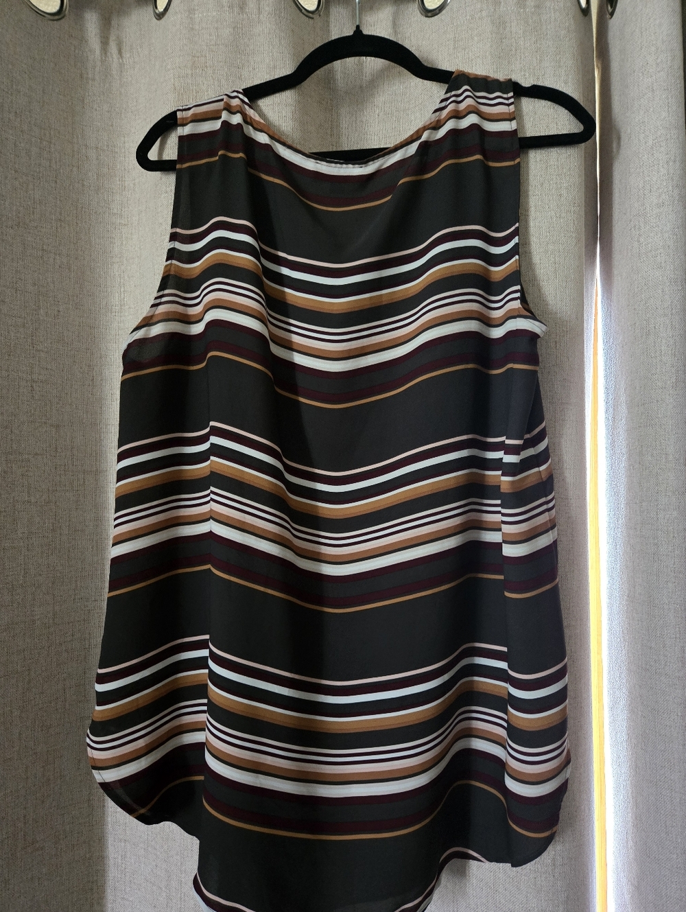 Loft Sleeveless Striped Tank Top - Black & Brown